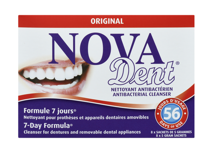 Nova Dent - Original Formula Dentures & Dental Appliances Cleanser 56 Days | 8 x 5 g