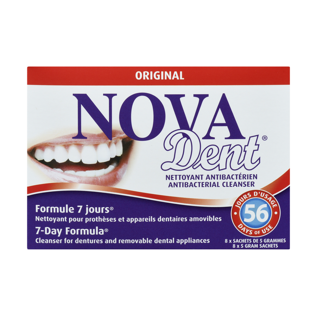 Nova Dent - Original Formula Dentures & Dental Appliances Cleanser 56 Days | 8 x 5 g