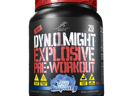 DYNOMIGHT - Fully Dosed Explosive Pre-Workout, Blue Raspberry Flavour | 420 g