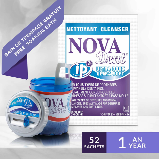 Nova Dent - iP Ulta Soft with Free Soaking Bath 1 Year Kit | 52 x 5 g Sachets