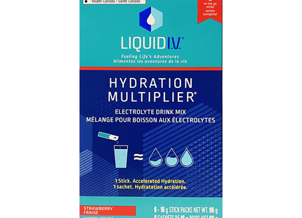 Liquid IV - Hydration Multiplier Electrolyte Drink Mix, Strawberry | 6 Packs
