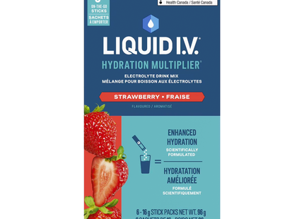 Liquid IV - Préparation pour boisson électrolytique multiplicatrice d'hydratation, fraise | 6 sachets