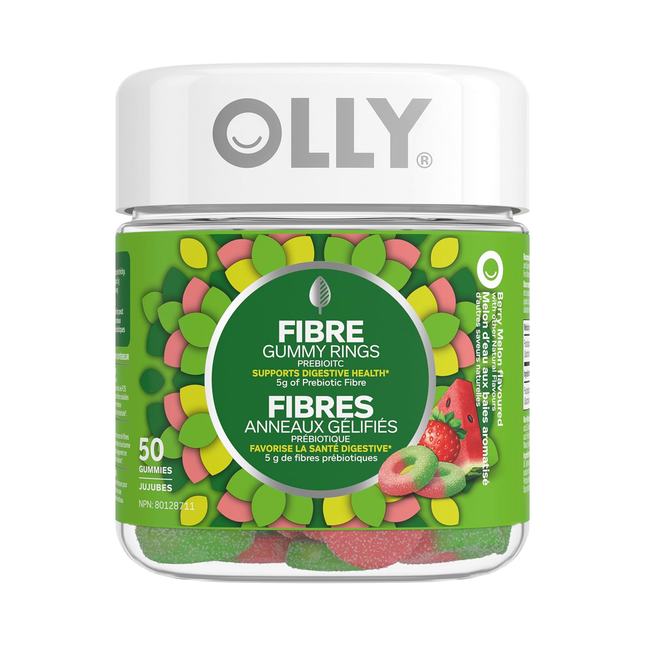 Olly - Anneaux de bonbons gélifiés aux fibres, saveur baies et melon | 50 bonbons gélifiés