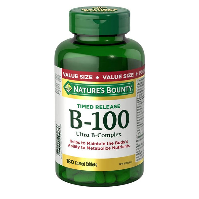 Nature's Bounty - Complexe B100 Ultra B à libération prolongée | 180 comprimés