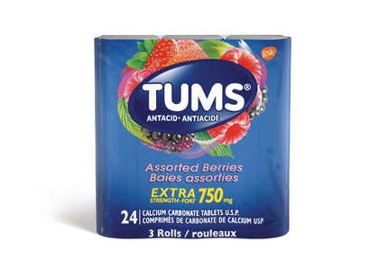 TUMS - Extra Strength Antacid Tabs, Assorted Berries | 24 Tabs