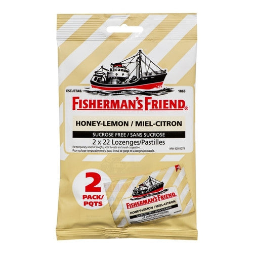 Fisherman's Friend - Pastilles pour la gorge sans saccharose - Saveur miel et citron | 2 sachets X 22 pastilles