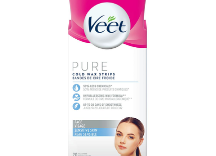 Veet - Pure Cold Wax Strips | 20 Wax Strips + 4 Finish Wipes