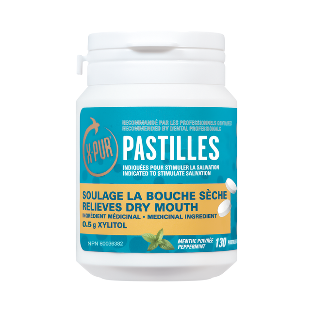 X-PUR - Pastilles de menthe poivrée au xylitol pour la bouche sèche | 130 pastilles