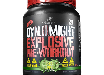 DYNOMIGHT - Pré-entraînement explosif entièrement dosé, saveur pomme verte ranch | 420 g