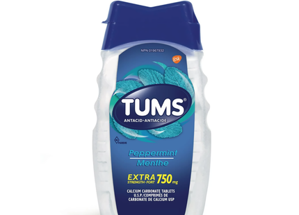 Tums - Extra Strength 750 mg - Antacid Tablets - Peppermint Flavour | 100 Count