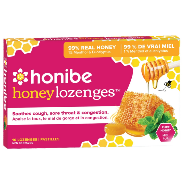 Honibe - Honey Lozenges with Menthol & Eucalyptus - Pure Honey | 10 Lozenges