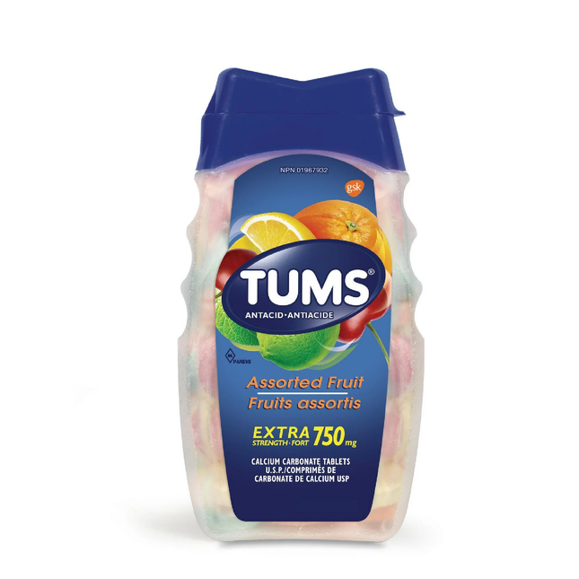 Tums - Comprimés antiacides extra-forts de 750 mg - Fruits assortis | 100 unités