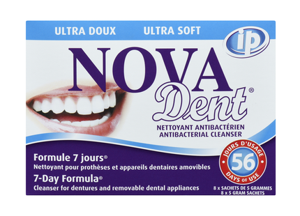 Nova Dent - Ultra Soft Formula Denture & Dental Appliances Cleanser 56 Days | 8 x 5 g