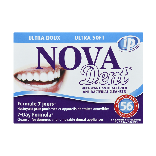 Nova Dent - Ultra Soft Formula Denture & Dental Appliances Cleanser 56 Days | 8 x 5 g