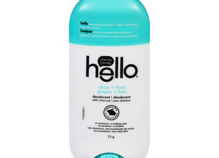 Hello - Naturally Friendly Deodorant with Charcoal - Clean + Fresh Scent | 73 g