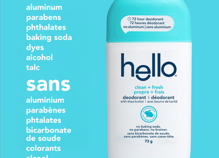 Hello - Déodorant naturel et respectueux de l'environnement au charbon - Parfum frais et propre | 73 g