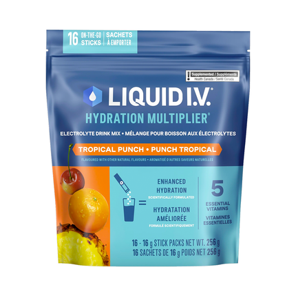 Liquid IV - Mélange pour boisson électrolytique Hydration Multiplier, Punch tropical | 16 g x 16 sachets