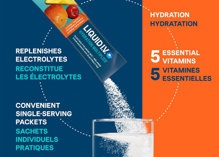Liquid IV - Préparation pour boisson électrolytique, Punch tropical | 16 x 16 g