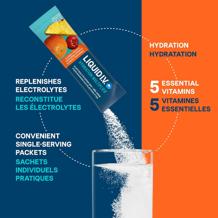 Liquid IV - Mélange pour boisson électrolytique Hydration Multiplier, Punch tropical | 16 g x 16 sachets