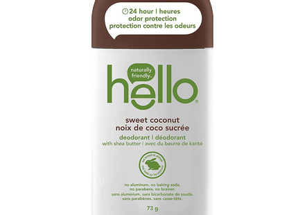 Hello - Naturally Friendly Deodorant with Shea Butter - Sweet Coconut Scent | 73 g