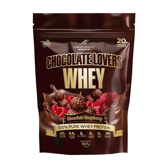 Confident Sports - Chocolate Lovers 100 % Pure Whey Protein - Chocolat Framboise | 907 g