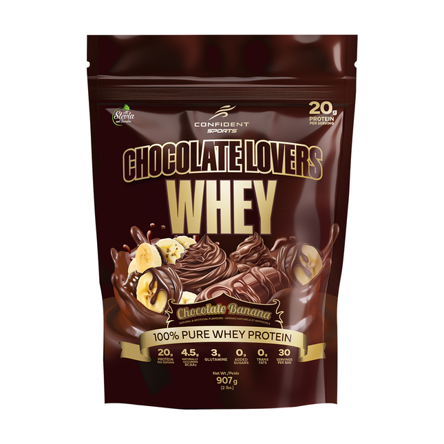 Confident Sports - Chocolate Lovers 100 % pure protéine de lactosérum - Chocolat Banane | 907 g