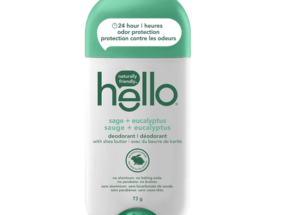 Hello - Naturally Friendly Deodorant with Shea Butter - Sage + Eucalyptus Scent | 73 g