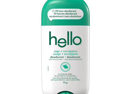 Hello - Déodorant naturellement respectueux au beurre de karité - Parfum sauge + eucalyptus | 73g 