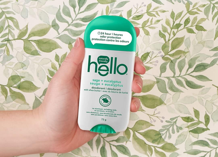 Hello - Naturally Friendly Deodorant with Shea Butter - Sage + Eucalyptus Scent | 73 g