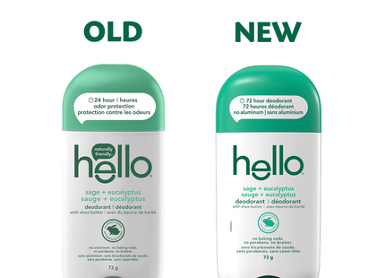Hello - Déodorant naturellement respectueux au beurre de karité - Parfum sauge + eucalyptus | 73g 