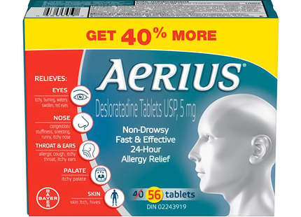 Aerius - Non-Drowsy 24-Hour Allergy Relief | 40+16 Tablets