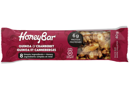 HoneyBar - Quinoa & Cranberry - 6g of Protein | 40 g