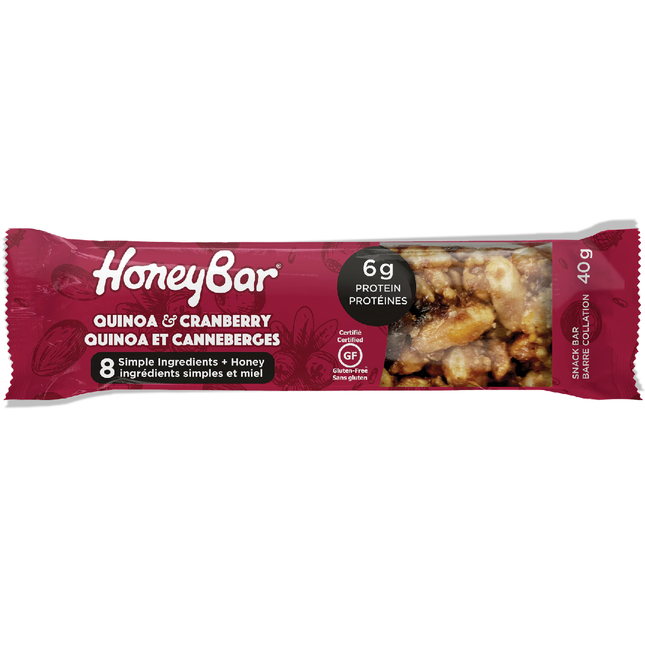 HoneyBar - Quinoa & Cranberry - 6g of Protein | 40 g