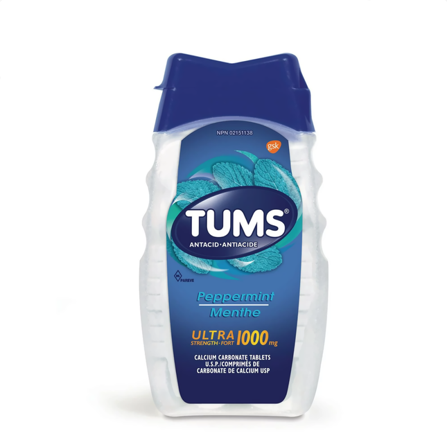 Tums - Ultra Strength 1000 mg - Antacid Tablets - Peppermint Flavours | 72 Count