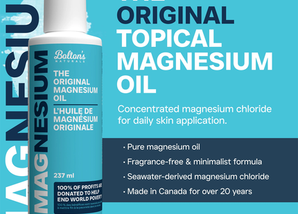 Bolton's Naturals - Huile de magnésium originale | 237 ml