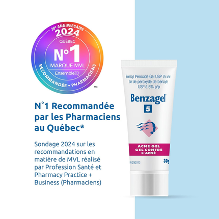 Benzagel - Gel anti-acné peroxyde de benzoyle USP 5 % | 30 g