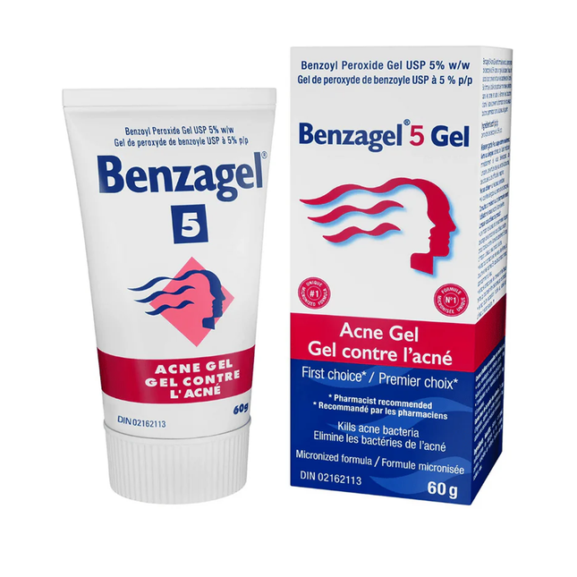 Benzagel - Gel contre l'acné, peroxyde de benzoyle USP 5 % | 60 g
