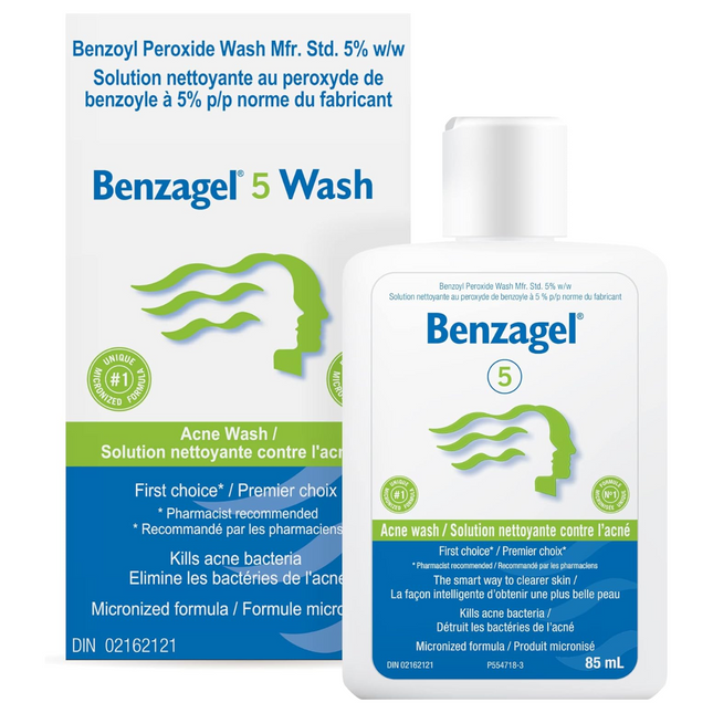 Benzagel - 5 Acné Wash - Peroxyde de benzoyle 5% | 85 ml