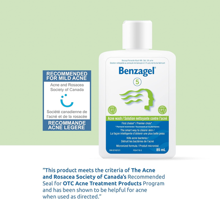 Benzagel - Lavage contre l'acné 5 Peroxyde de benzoyle 5 % | 85 ml