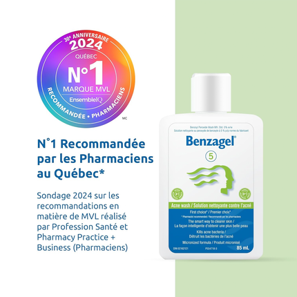 Benzagel - Lavage contre l'acné 5 Peroxyde de benzoyle 5 % | 85 ml