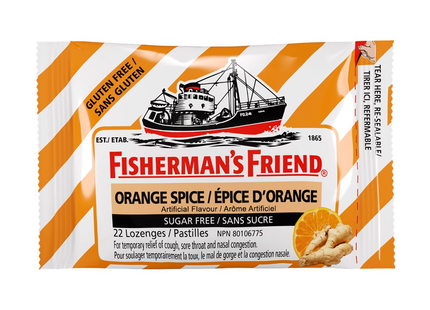 Fisherman's Friend - Pastilles pour la gorge sans sucre et sans gluten - Orange Épicée | 22 Pastilles