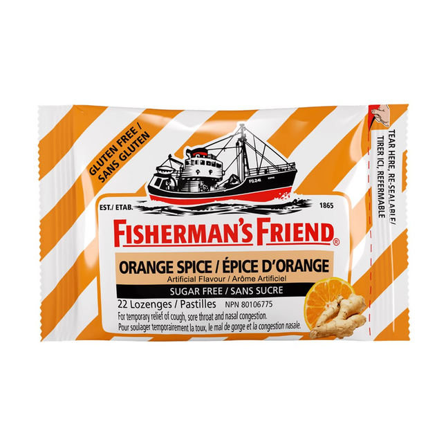 Fisherman's Friend - Pastilles pour la gorge sans sucre et sans gluten - Orange Épicée | 22 Pastilles