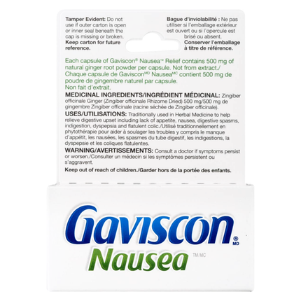 Gaviscon - Nausea Natural Ginger 500 mg | 18 Capsules