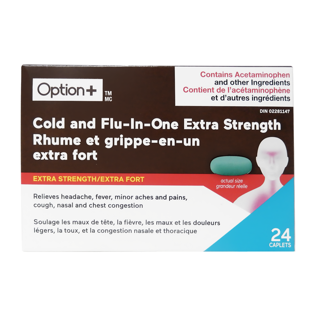 Option+ Extra Strength Cold & Flu  In-One | 24 Caplets