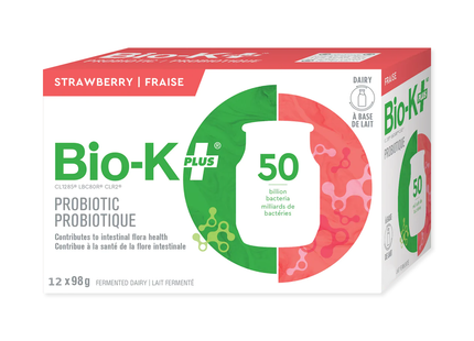 Bio-K+ - Strawberry Probiotics 50 BILLION Bacteria | 12 x 98g