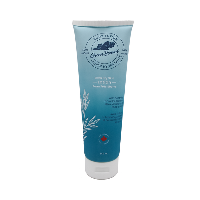 Green Beaver - Lotion pour le corps au thé du Labrador apaisant et au beurre de karité ultra hydratant pour peaux très sèches | 240 ml
