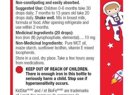 KidStar Nutrients - BioFe Pure Iron Drops Unflavoured | 30 mL