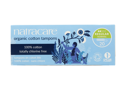 NatraCare - Tampons sans applicateur en coton biologique - Normal | 20 Tampons