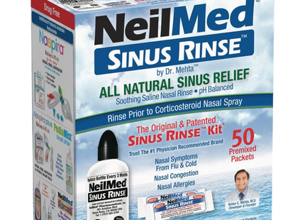 NeilMed - Sinus Rinse Complete Saline Nasal Rinse Kit | with 50 premixed Packets