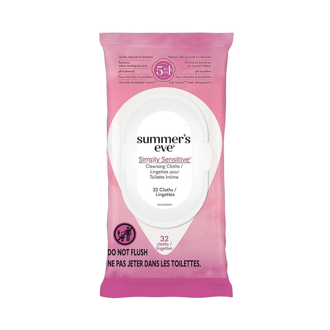 Summer's Eve - Lingettes nettoyantes Simply Sensitive | 32 lingettes